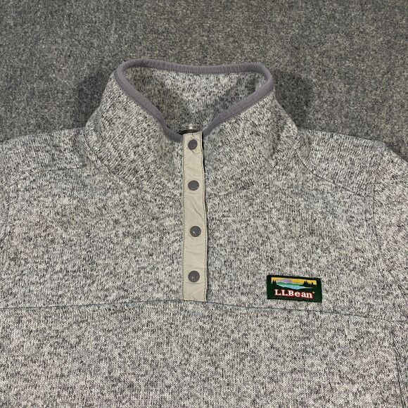 L.L. Bean Snap Sweater Fleece Pullover Womens Large Heather Gray Outdoor Hiking - Picture 5 of 16